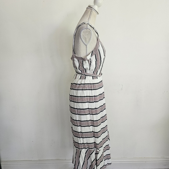 Loft Striped Ruffle Faux Wrap Dress - Picture 7 of 9